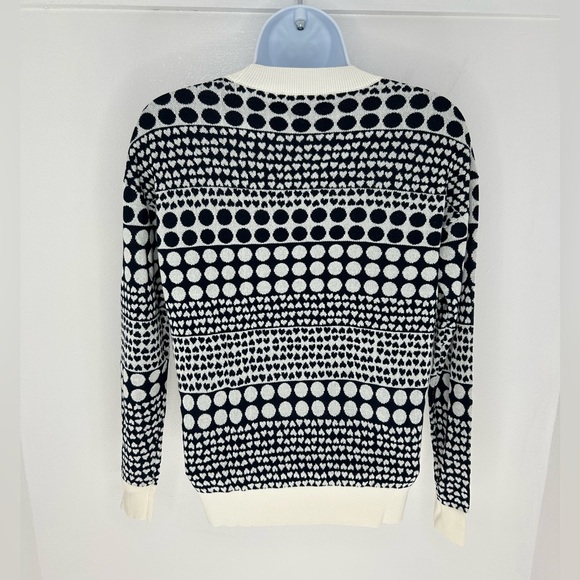LOFT NWT Heart Dot Crewneck Sweater Size XS‎ White Navy Office Valentines Day - Picture 7 of 12